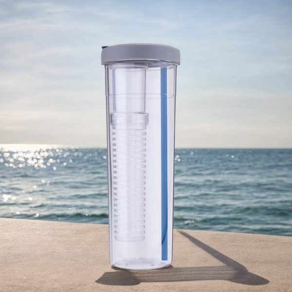 Fruit Infuser Water Bottle, Foldable Straw Water Cup, Juice Bottles for Cold Drinks,LeakProof, Shatter Proof 24OZ, Gifts for Man (Blue) - Image 2